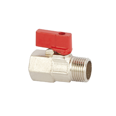 china oem brass mini ball valve with red plastic handle วาล์วลูกกลองขนาดเล็กด้วยพลาสติกสีแดง