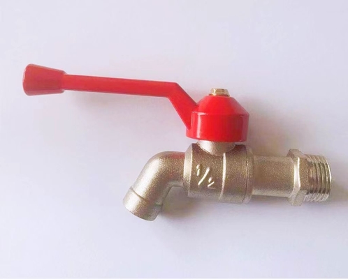 บอลวาล์วทองเหลืองอุณหภูมิปกติ Bib Cock Plumbing Bibcock Ball Valve 1/4inch