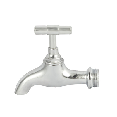 Bibcock Valve ทองเหลืองชุบนิเกิลนอก ก๊อก Bibcock 2 ทาง ไม่เป็นสนิม